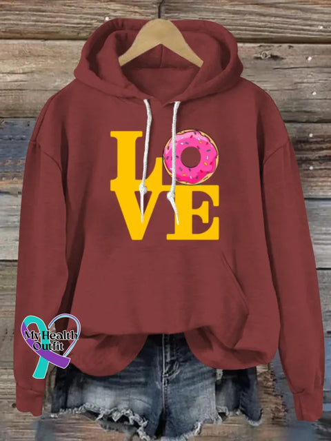 Love Art Print Casual Hoodie Sweatshirt Red / S