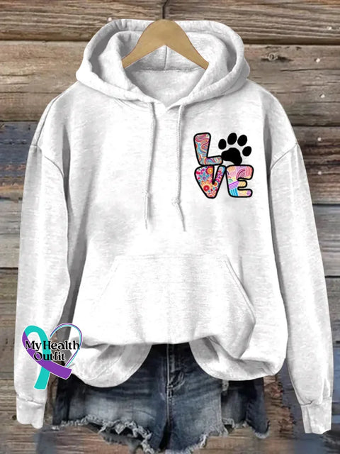 Love Art Print Casual Hoodie Sweatshirt White / S