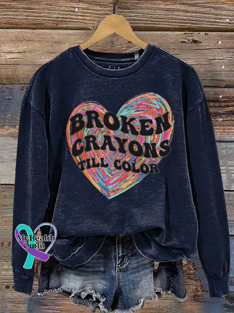 Love Broken Crayons Still Color Suicide Prevention Semicolon Mental Health Awareness Print Casual