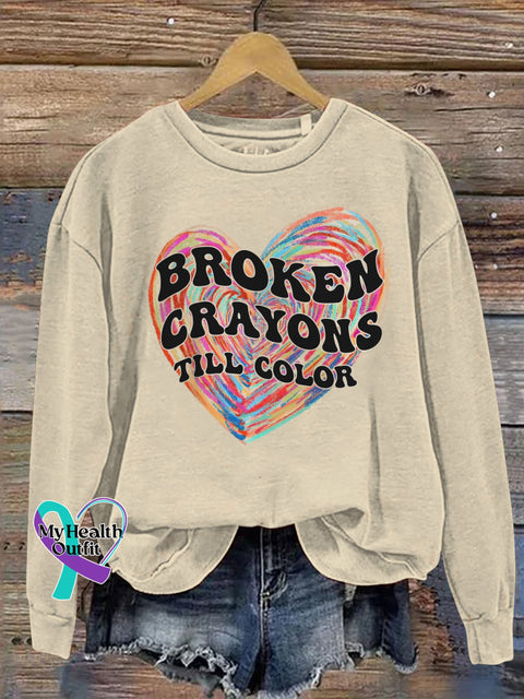 Love Broken Crayons Still Color Suicide Prevention Semicolon Mental Health Awareness Print Casual