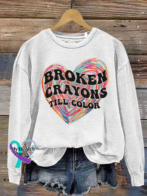 Love Broken Crayons Still Color Suicide Prevention Semicolon Mental Health Awareness Print Casual