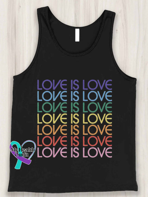 Love Is Art Design Print Tank Top Black / S