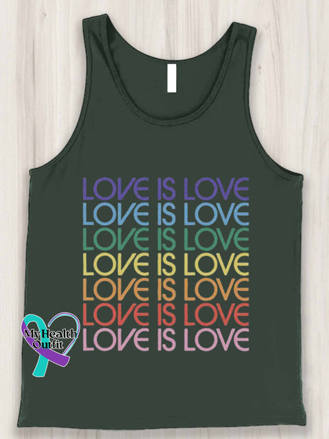 Love Is Art Design Print Tank Top Green / S