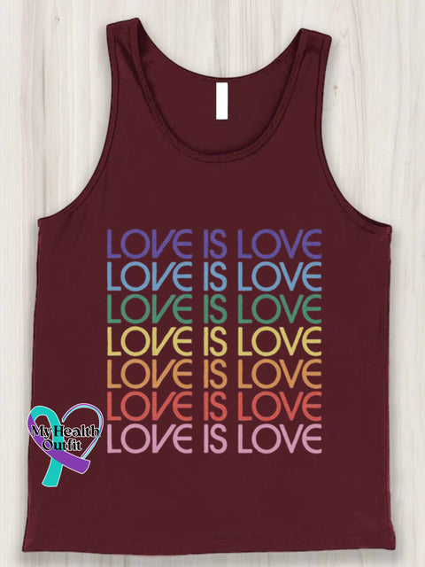 Love Is Art Design Print Tank Top Maroon / S