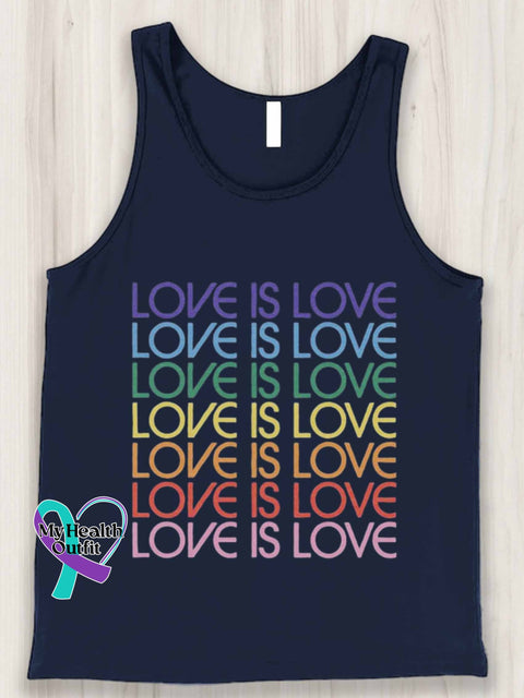 Love Is Art Design Print Tank Top Navy Blue / S