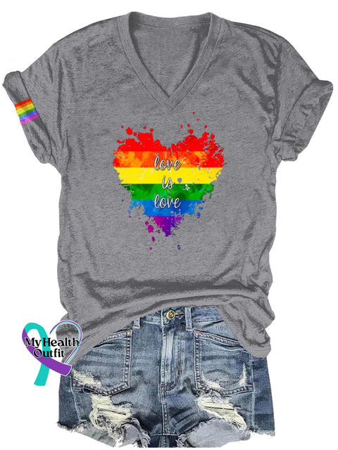 Love Is Lgbt Art Print Casual T-Shirt Grey / S
