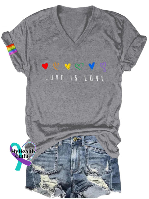 Love Is Lgbt Art Print Casual T-Shirt Grey / S