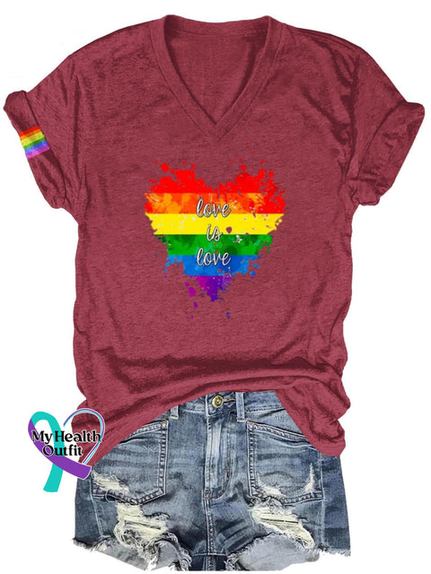 Love Is Lgbt Art Print Casual T-Shirt Maroon / S