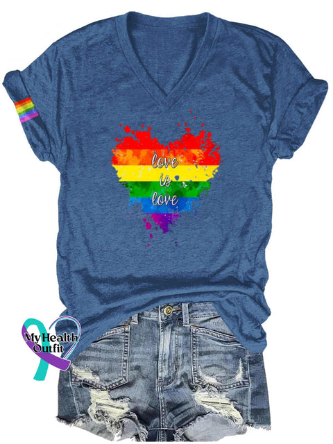 Love Is Lgbt Art Print Casual T-Shirt Navy Blue / S