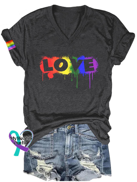 Love Lgbt Art Print Casual T-Shirt Black / S