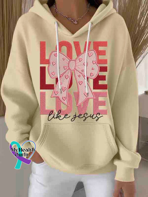 Love Like Jesus Art Print Casual Hoodie Sweatshirt Apricot / S