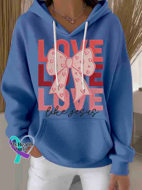 Love Like Jesus Art Print Casual Hoodie Sweatshirt Blue / S