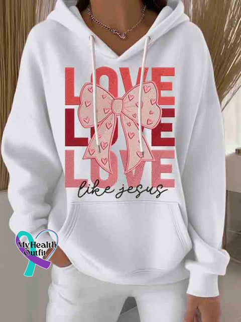 Love Like Jesus Art Print Casual Hoodie Sweatshirt White / S