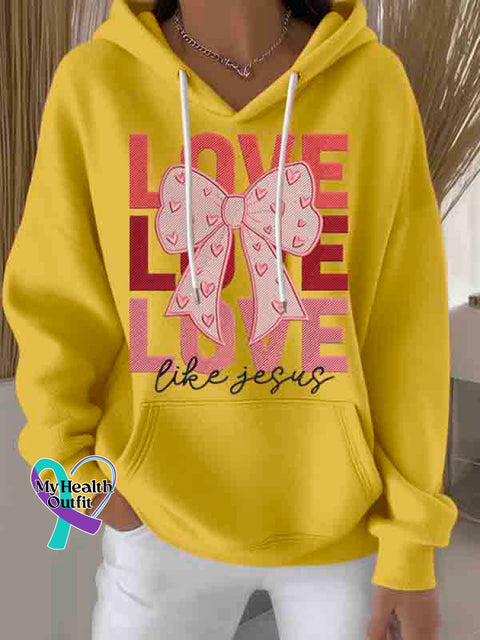 Love Like Jesus Art Print Casual Hoodie Sweatshirt Yellow / S