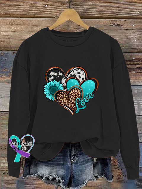 Love Long Sleeve Crew Neck Casual Sweatshirt Black / S