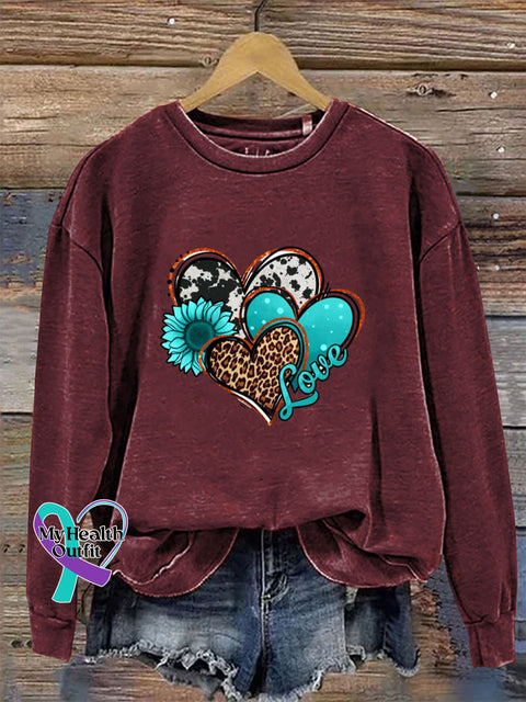 Love Long Sleeve Crew Neck Casual Sweatshirt Claret / S
