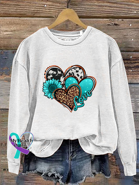 Love Long Sleeve Crew Neck Casual Sweatshirt White / S