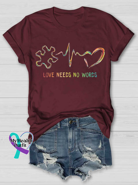 LOVE NEEDS NO WORDS Autism Awareness T-shirt Red / S