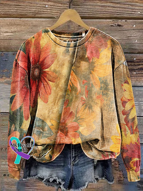 Love Peace Element Pattern Art Print Casual Sweatshirt Multicolor / S