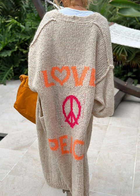 Love & Peace Knit Cardigan Beige / S/M