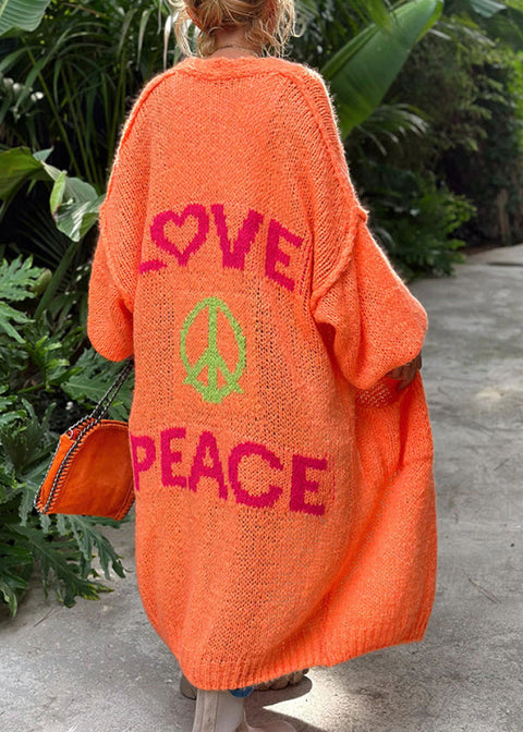 Love & Peace Knit Cardigan Orange / S/M
