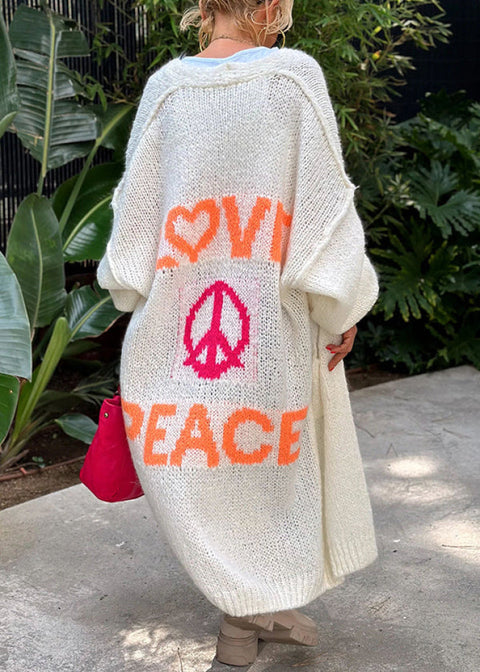 Love & Peace Knit Cardigan White / S/M