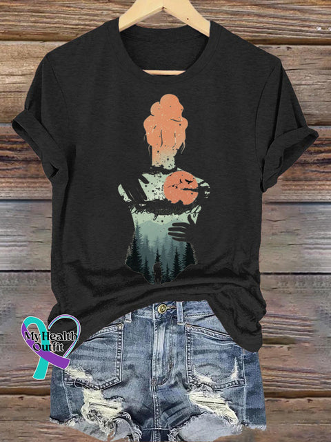 Love Yourself Back Print Casual Round Neck Short Sleeve T-Shirt Black / S