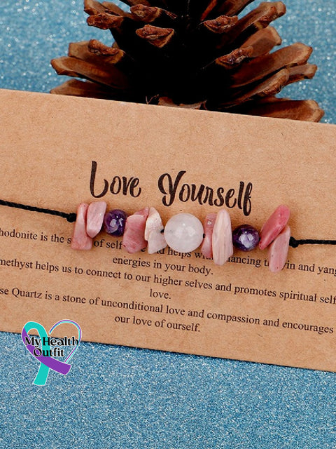 Love Yourself Stone Bead Set Meaning Gift Bracelet Multicolor / Onesize