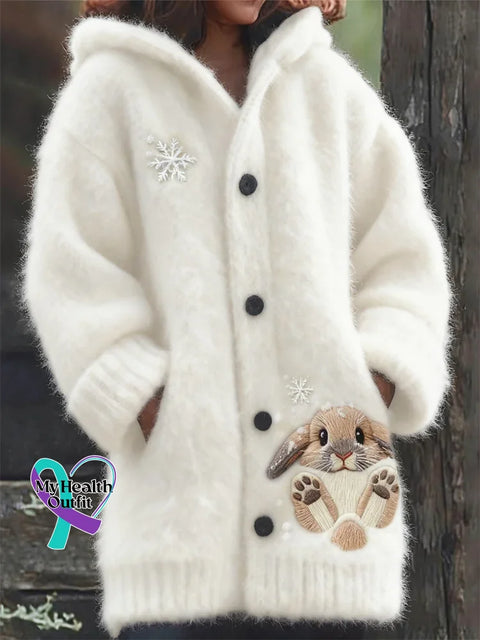 Lovely Bunny Cozy Knit Hooded Cardigan Multicolor / S