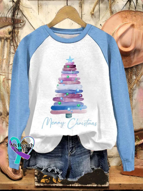 Lovely Christmas Art Print Casual Sweatshirt Blue / S