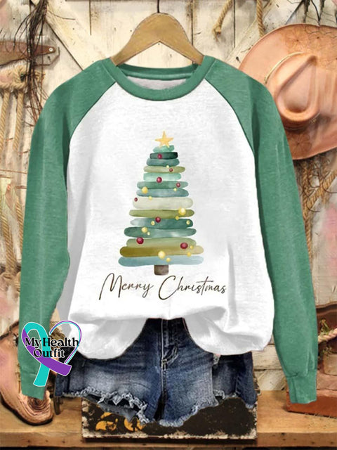 Lovely Christmas Art Print Casual Sweatshirt Green / S