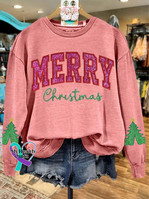 Lovely Christmas Art Print Casual Sweatshirt Pink / S