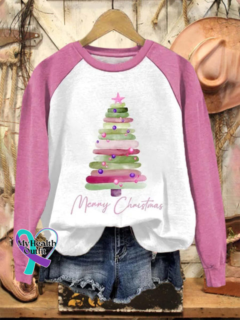Lovely Christmas Art Print Casual Sweatshirt Pink / S