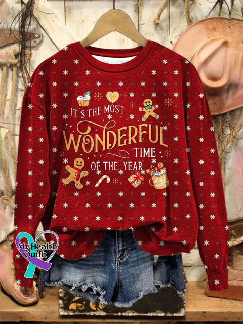 Lovely Christmas Gingerbread Man Art Print Casual Sweatshirt Red / S