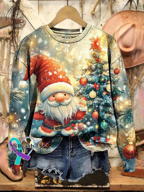 Lovely Christmas Gnome Art Print Casual Sweatshirt Multicolor / S