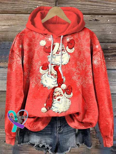 Lovely Christmas Santa Art Print Casual Sweatshirt Red / S