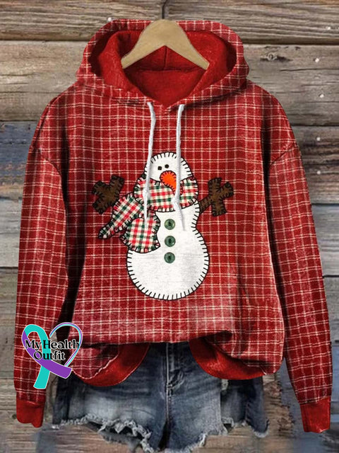 Lovely Christmas Snowman Art Print Casual Sweatshirt Red / S