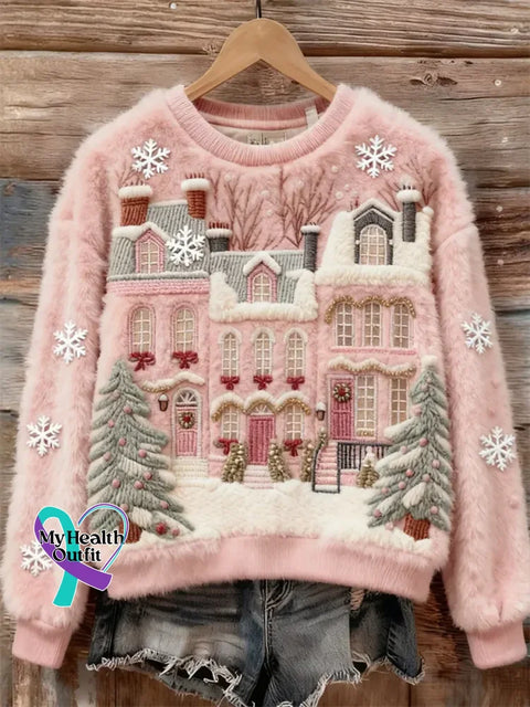 Lovely Colorful Fluffy Fuzzy House Cozy Plush Sweatshirt Pink / S