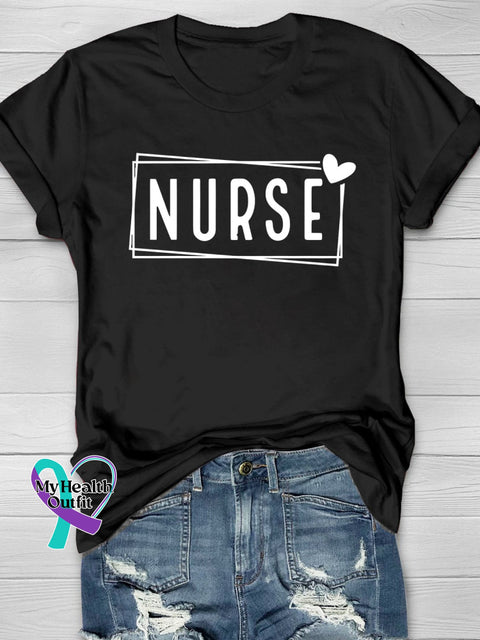Lovely Nurse Word Printing T-Shirt Black / S