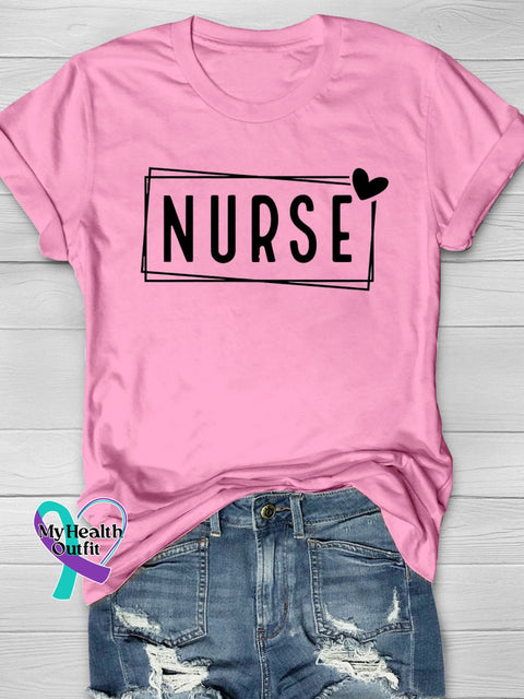 Lovely Nurse Word Printing T-Shirt Pink / S