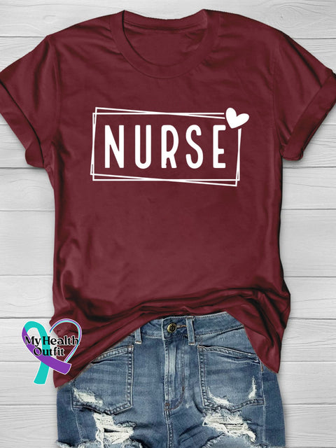 Lovely Nurse Word Printing T-Shirt Red / S