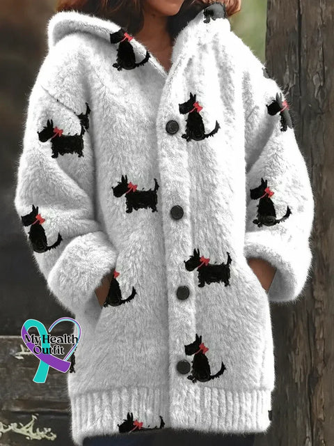 Lovely Puppy Cozy Knit Hooded Cardigan Multicolor / S