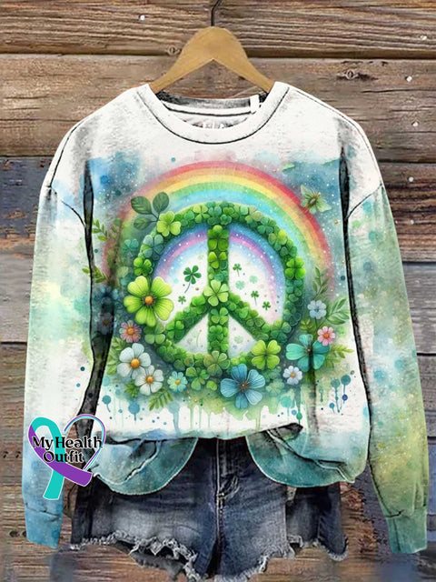Lucky Four Leaf Clover Rainbow Sweashirt Multicolor / S