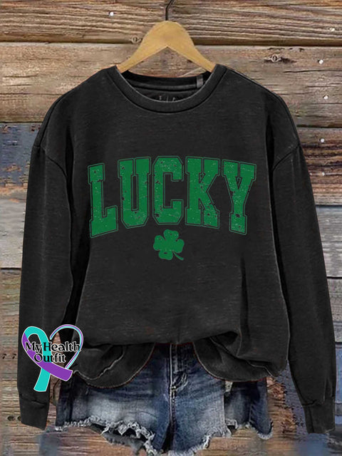 Lucky St Patrick’s Day Shamrock Casual Sweatshirt Black / S