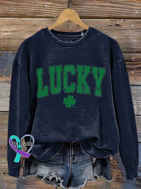 Lucky St Patrick’s Day Shamrock Casual Sweatshirt Blue / S