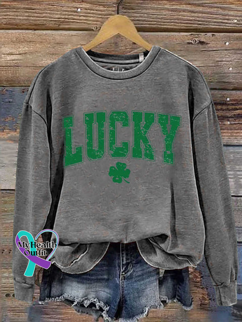 Lucky St Patrick’s Day Shamrock Casual Sweatshirt Grey / S