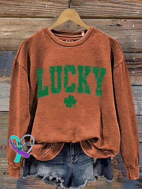 Lucky St Patrick’s Day Shamrock Casual Sweatshirt Orange / S