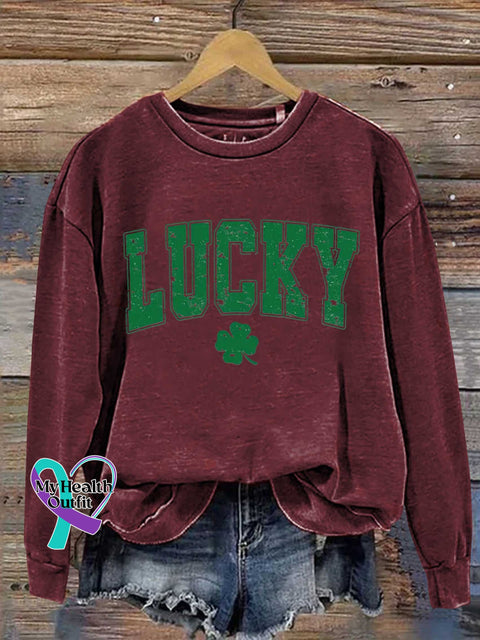 Lucky St Patrick’s Day Shamrock Casual Sweatshirt Red / S