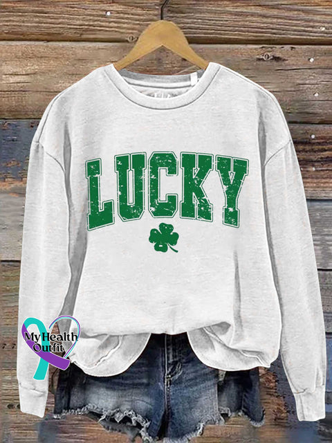 Lucky St Patrick’s Day Shamrock Casual Sweatshirt White / S