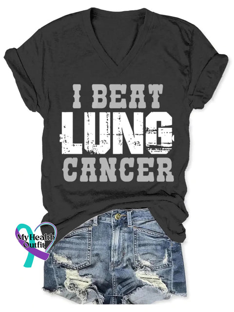 Lung Cancer Awareness Art V-neck Casual T-Shirt Black / S